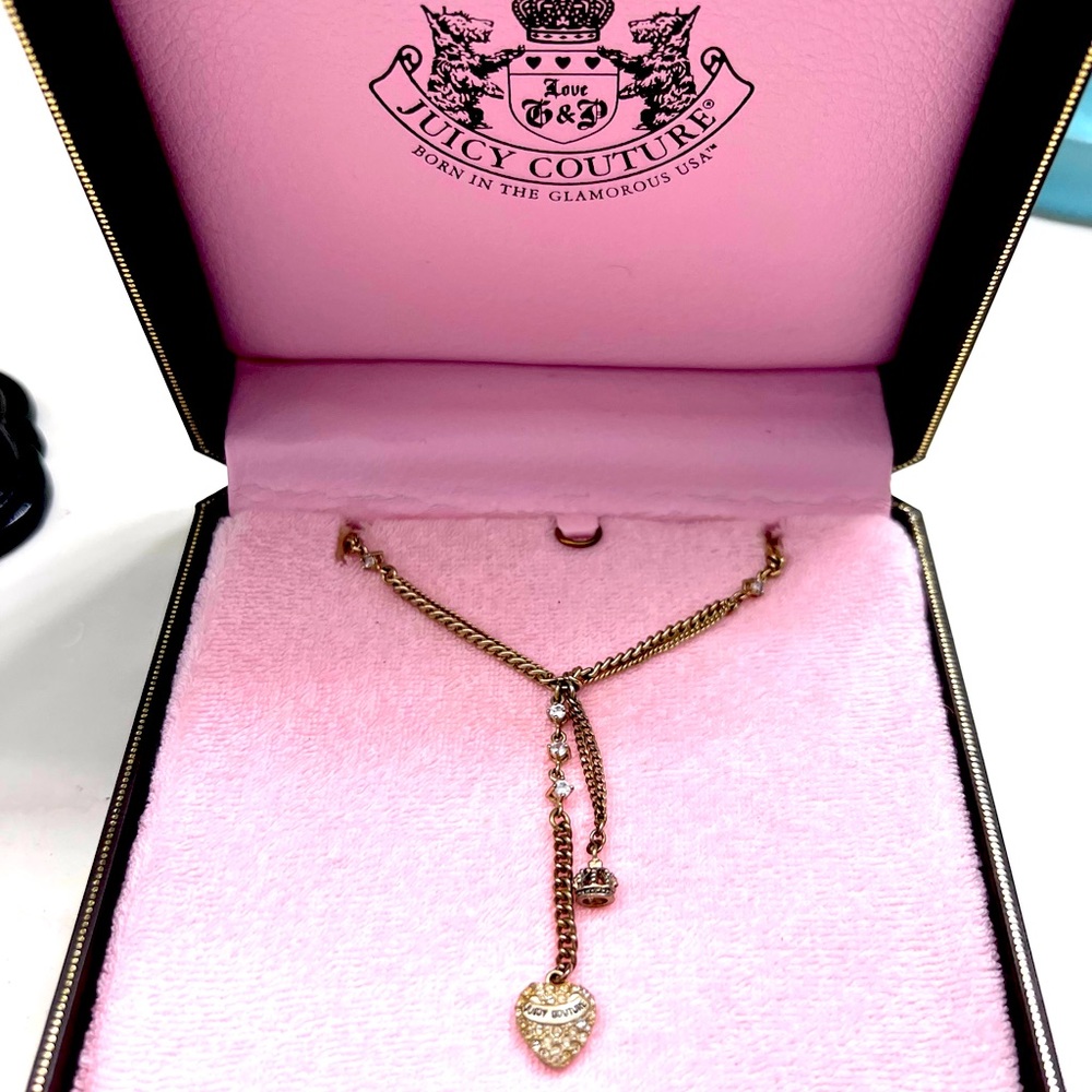 Juicy Couture necklace gold tone with rhinestones